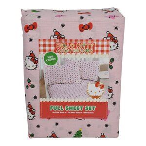 Hello Kitty & Friends Full Sheet Set 100% Cotton Holiday Christmas Pink